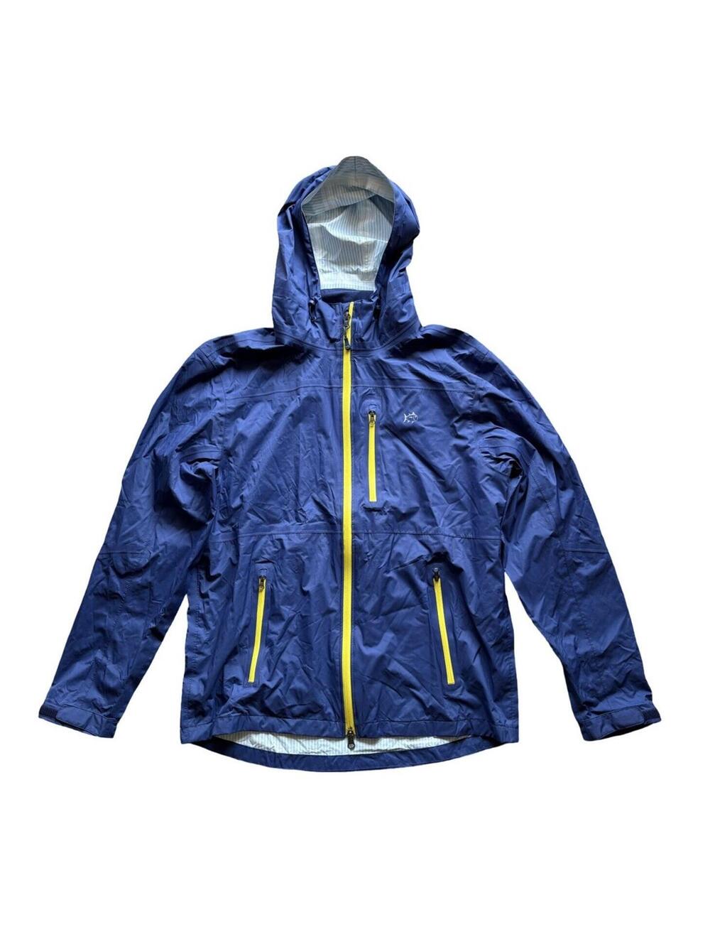 Men’s Southern Tide Blue Yellow Rain Wind T3 Jacket Tide To Trail Hooded Medium